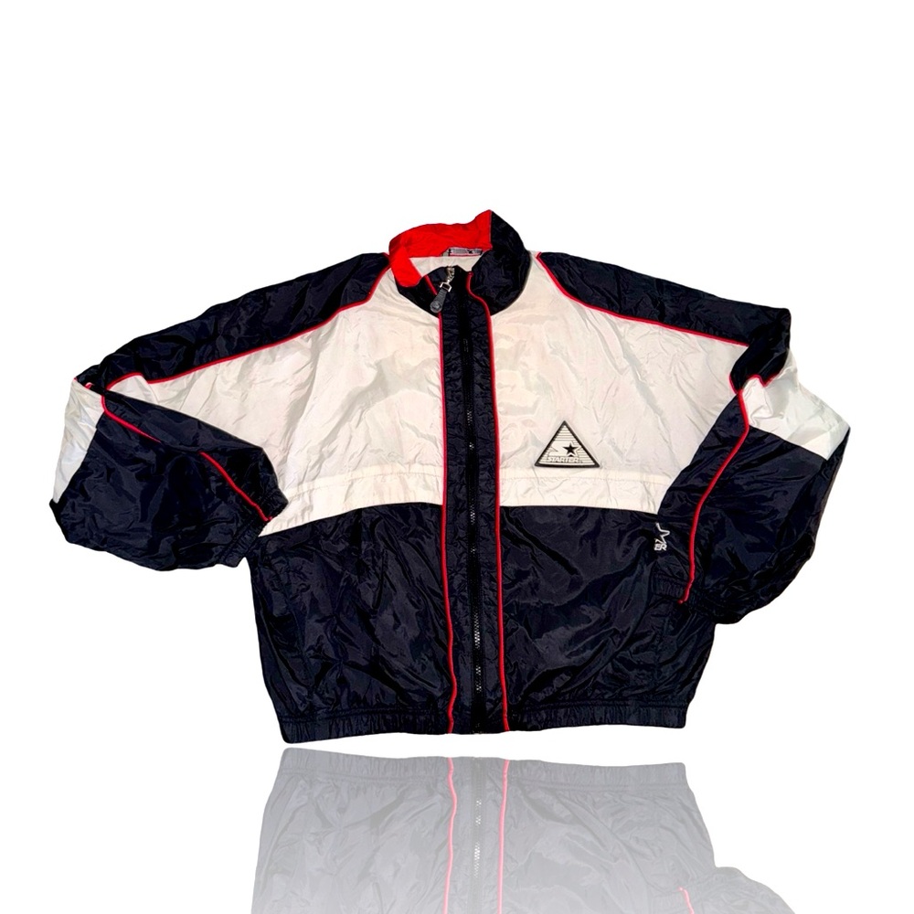 Vintage 90s Starter Women's Windbreaker Jacket Black Size L Retro: Streetwear